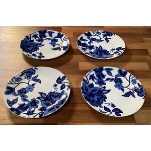 Set of 4 Royal Norfolk Blue Floral 10.5” Dinner Plates